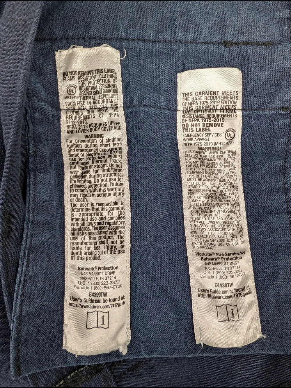 Two Pair Of Workrite Fire Service Flame-Resistant Work Trousers / Station Wear